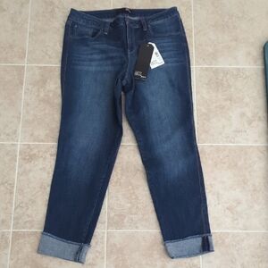 1822 Denim Dark Blue Ankle Skinny Cuffed Jeans Size 12 NWT